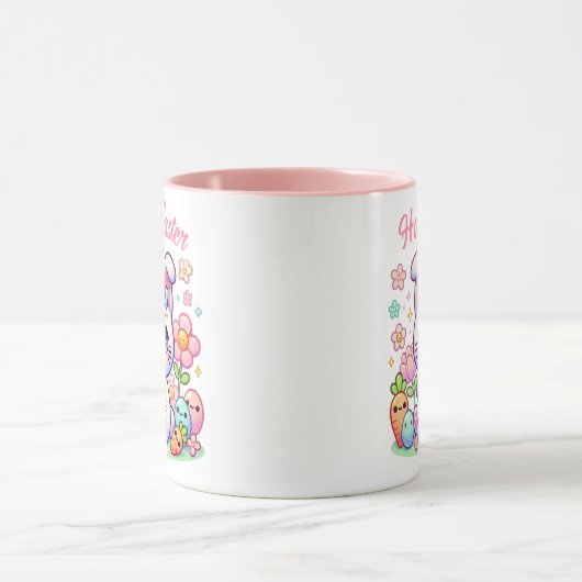 Kawaii Paaskat Mok – Schattigee Bunny Ears & Paste (Midden)