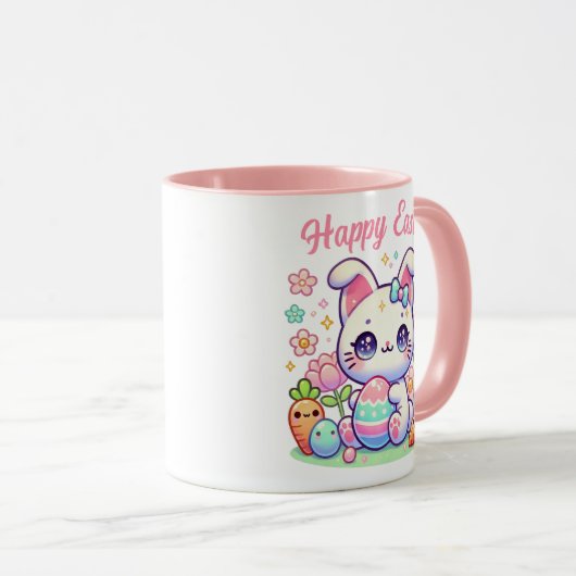 Kawaii Paaskat Mok – Schattigee Bunny Ears & Paste (Voorkant rechts)