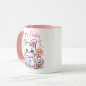 Kawaii Paaskat Mok – Schattigee Bunny Ears & Paste (Voorkant links)