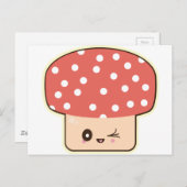Kawaii Paddenstoel, cute paddestoel rood wit stipp Briefkaart (Voorkant / Achterkant)
