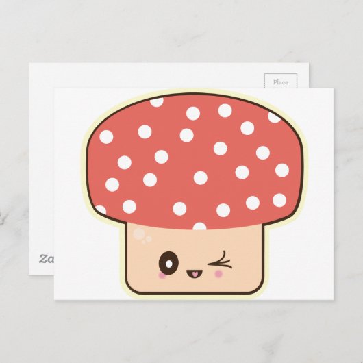 Kawaii Paddenstoel, cute paddestoel rood wit stipp Briefkaart (Voorkant / Achterkant)