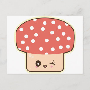 Kawaii Paddenstoel, cute paddestoel rood wit stipp Briefkaart