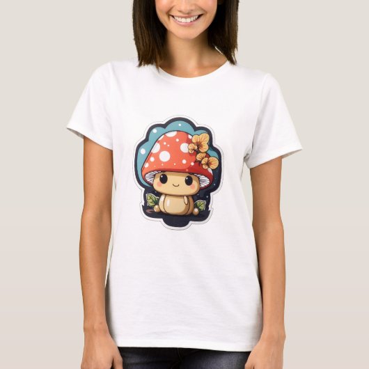 Kawaii paddenstoel schattig grafisch t-shirt (Voorkant)