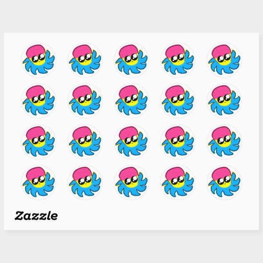 Kawaii Pan Pride Octopus Stickers (Vel)