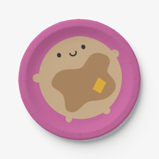 Kawaii Pancake Papieren Bordje (Voorkant)