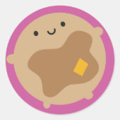 Kawaii Pancake Ronde Sticker (Voorkant)