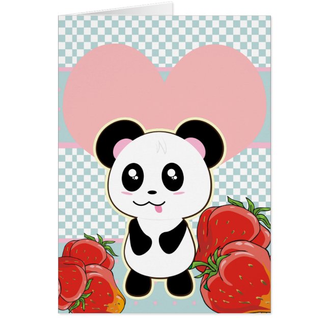 Kawaii Panda aardbeien schattig (Voorkant)