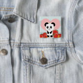 Kawaii Panda aardbeien schattig Vierkante Button 5,1 Cm (In situ)