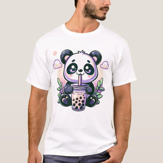 Kawaii Panda Anime Boba Drink Bubble T-shirt (Voorkant)
