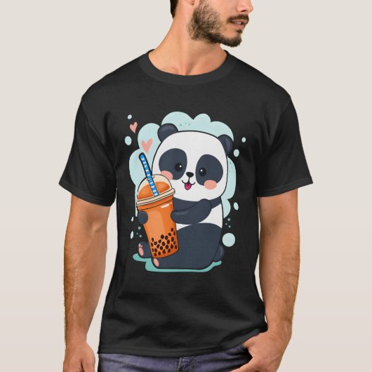 Kawaii Panda Anime Boba Drink Bubble Tea T-shirt (Voorkant)