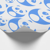 Kawaii Panda Baby Blue en White Pattern Cadeaupapier (Hoek)
