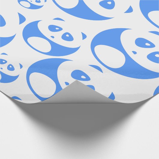 Kawaii Panda Baby Blue en White Pattern Cadeaupapier (Hoek)