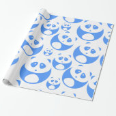 Kawaii Panda Baby Blue en White Pattern Cadeaupapier (Uitgerold)