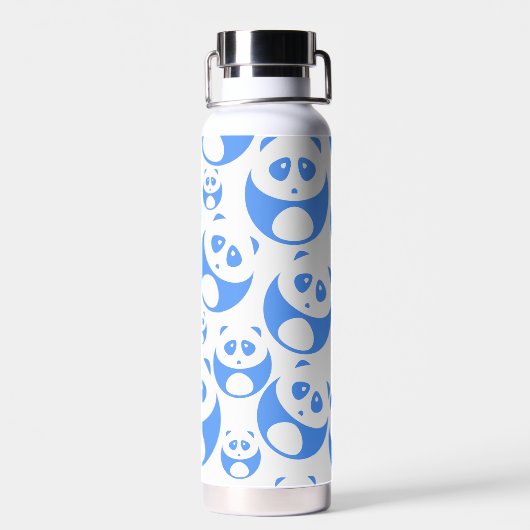 Kawaii Panda Baby Blue en White Pattern Wireless Waterfles (Achterkant)