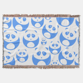 Kawaii Panda Baby Blue en WhitePattern Deken