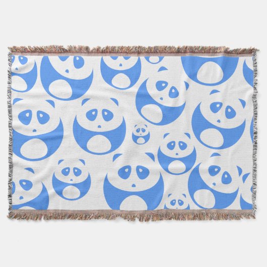 Kawaii Panda Baby Blue en WhitePattern Deken (Voorkant)