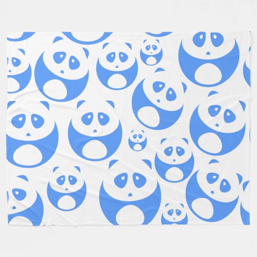 Kawaii Panda Baby Blue en WhitePattern Fleece Deken (Voorkant (Horizontaal))