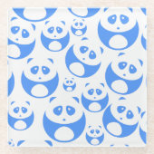 Kawaii Panda Baby Blue en WhitePattern Glazen Onderzetter (Voorkant)