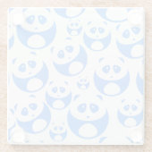 Kawaii Panda Baby Blue en WhitePattern Glazen Onderzetter (Achterkant)