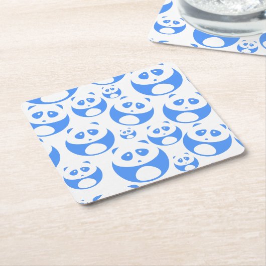 Kawaii Panda Baby Blue en WhitePattern Kartonnen Onderzetters (Schuin)
