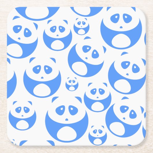 Kawaii Panda Baby Blue en WhitePattern Kartonnen Onderzetters (Voorkant)
