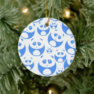 Kawaii Panda Baby Blue en WhitePattern Keramisch Ornament