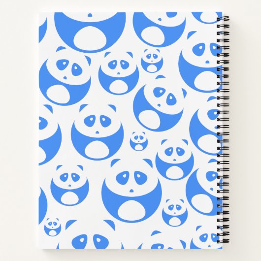 Kawaii Panda Baby Blue en WhitePattern Notitieboek (Achterkant)