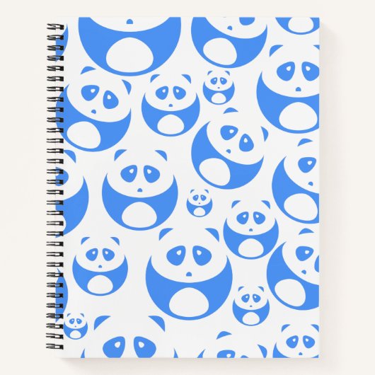 Kawaii Panda Baby Blue en WhitePattern Notitieboek (Voorkant)