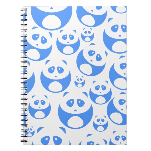Kawaii Panda Baby Blue en WhitePattern Notitieboek (Voorkant)