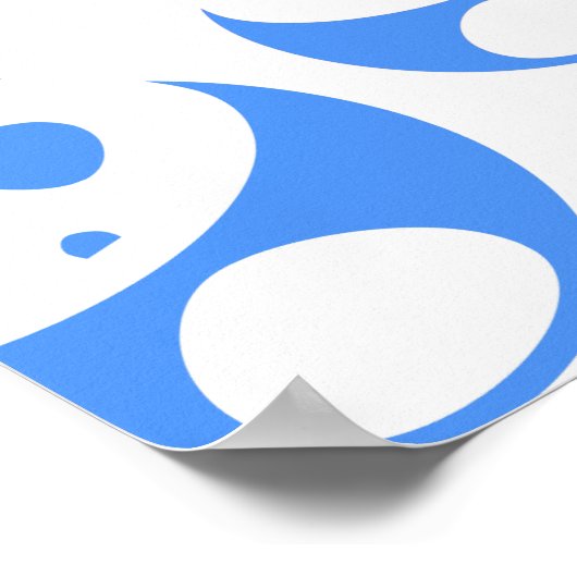 Kawaii Panda Baby Blue en WhitePattern Poster (Hoek)