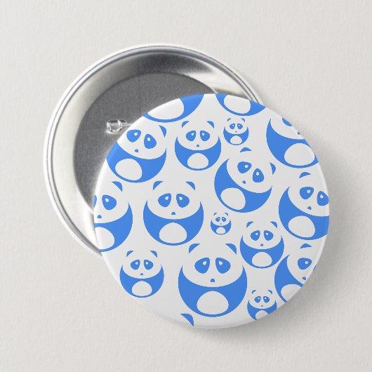 Kawaii Panda Baby Blue en WhitePattern Ronde Button 7,6 Cm (Voorkant /achterkant)