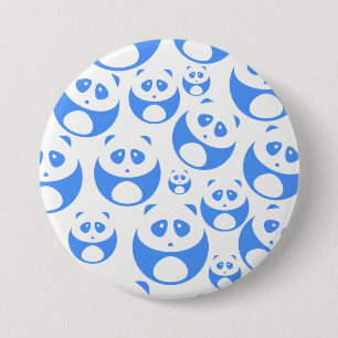 Kawaii Panda Baby Blue en WhitePattern Ronde Button 7,6 Cm