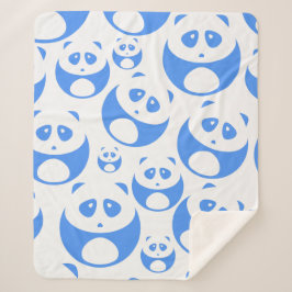 Kawaii Panda Baby Blue en WhitePattern Sherpa Deken