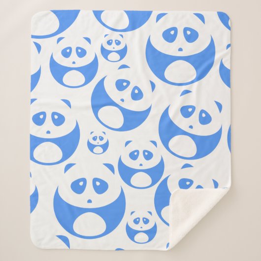 Kawaii Panda Baby Blue en WhitePattern Sherpa Deken (Voorkant)