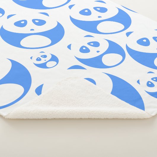 Kawaii Panda Baby Blue en WhitePattern Sherpa Deken (3/4)