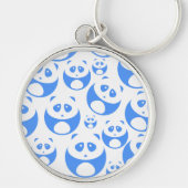 Kawaii Panda Baby Blue en WhitePattern Sleutelhanger (Voorkant)