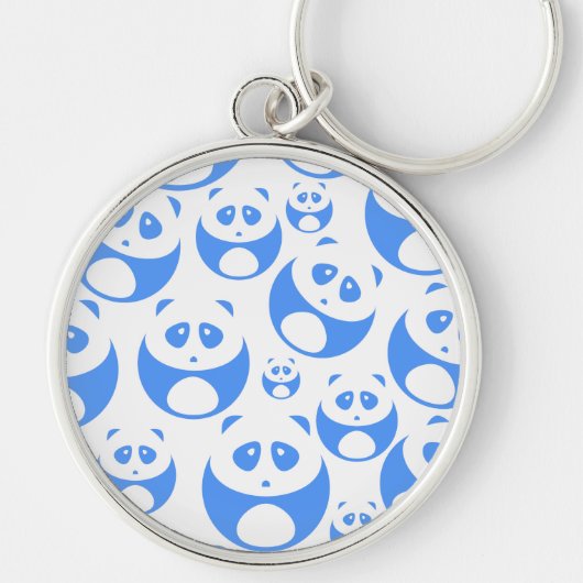 Kawaii Panda Baby Blue en WhitePattern Sleutelhanger (Voorkant)