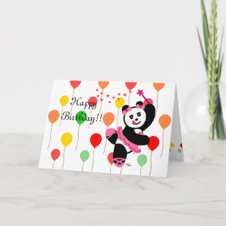Kawaii Panda Ballet Dancer Overweging verjaardag Kaart