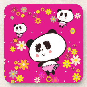 Kawaii Panda Beer Baby Girly Doodles by LeahG Onderzetter