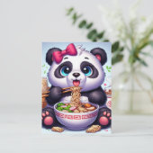 Kawaii Panda Beer Eten Ramen Briefkaart (Staand voorkant)