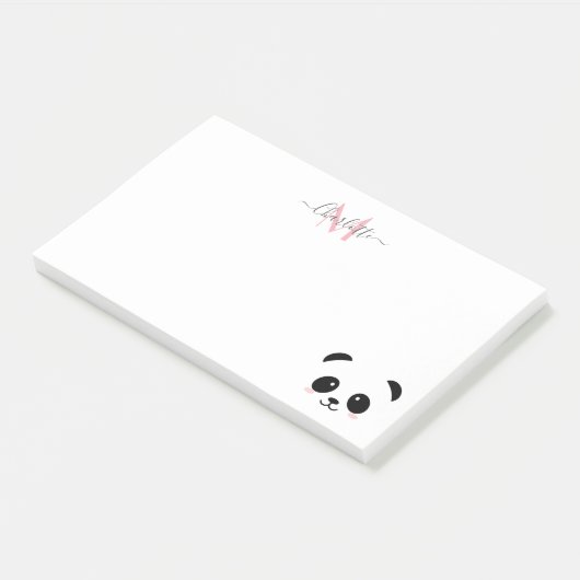 Kawaii panda beer gepersonaliseerd monogram na het post-it® notes (Schuin)