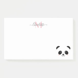 Kawaii panda beer gepersonaliseerd monogram na het post-it® notes