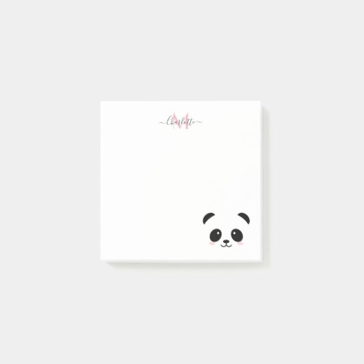 Kawaii panda beer gepersonaliseerd monogram post-it® notes (Voorkant)