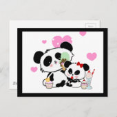 Kawaii Panda Beer Moppige Cadeaus met Namen Briefkaart (Voorkant / Achterkant)