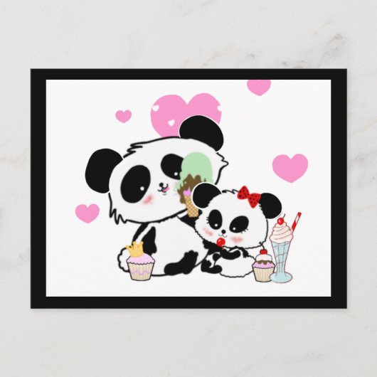 Kawaii Panda Beer Moppige Cadeaus met Namen Briefkaart (Voorkant)