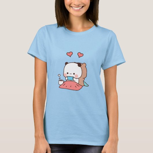 Kawaii Panda beer paar, bubu en dudu liefde T-shirt (Voorkant)