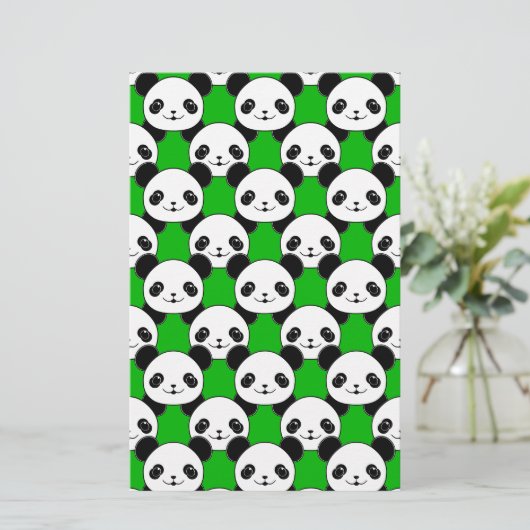 Kawaii Panda Beer Pattern Briefpapier (Staand voorkant)