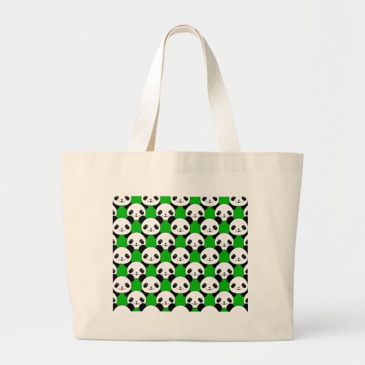 Kawaii Panda Beer Pattern Grote Tote Bag (Voorkant)