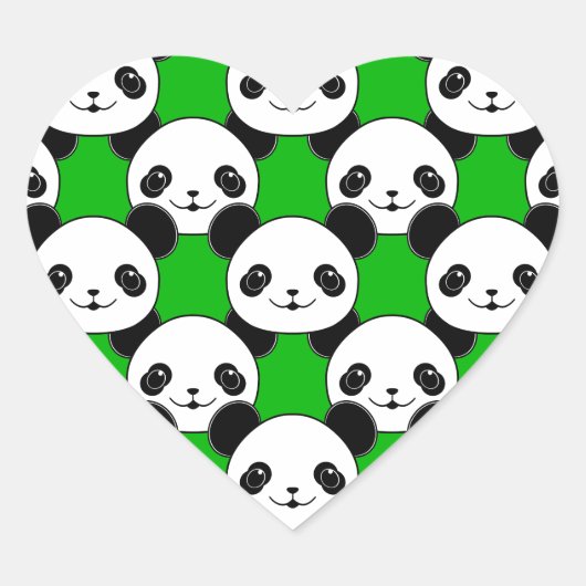 Kawaii Panda Beer Pattern Hart Sticker (Voorkant)