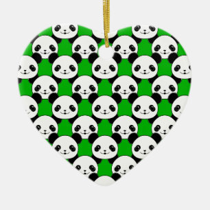 Kawaii Panda Beer Pattern Keramisch Ornament